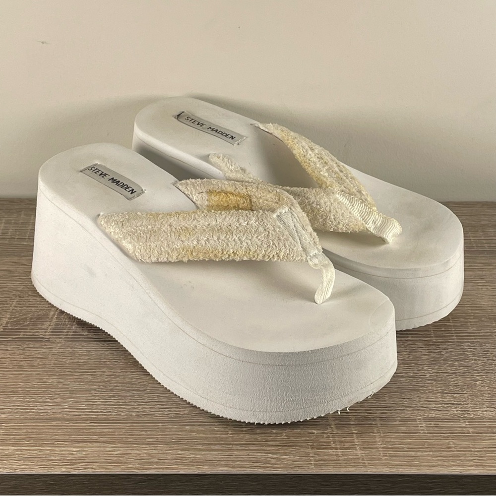 Y2K Steve Madden Platform Flip Flops Wedge Thong Sandals - Size 9